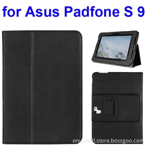 Foldable Flip Stand Leather Cover Case for Asus PadFone S 9 inch with Armband Belt